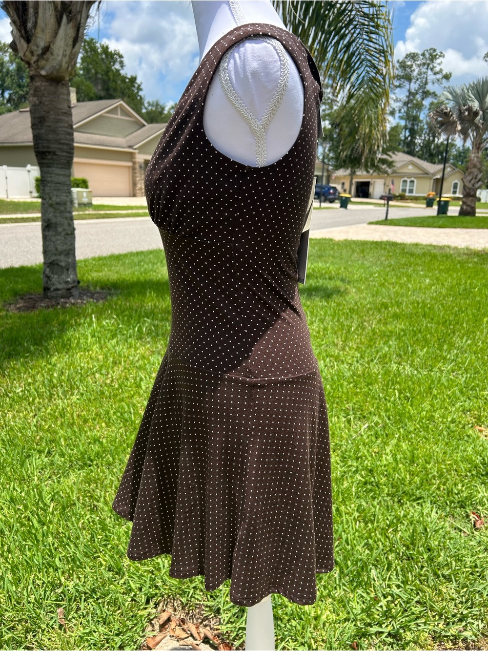 NWT🌷Reformation Lennie Lightweight Knit Dress in Chocolate Polka Dot Print - Picture 10 of 13